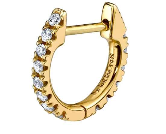 14k Yellow Gold Medium Diamond Huggie Earring