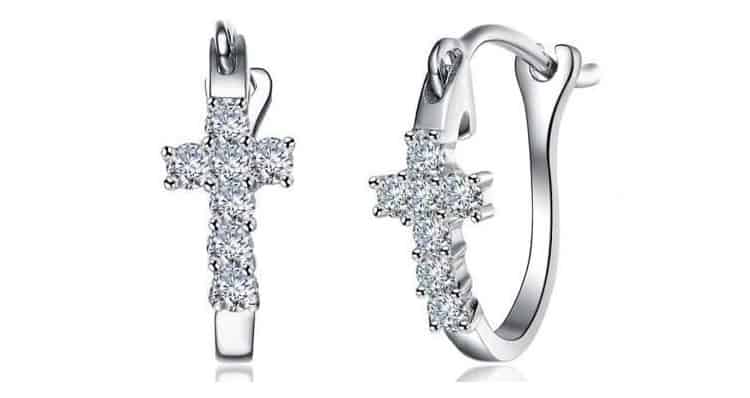 2.1 Carat Diamond White Gold Cross Hoop Earrings- Harry Chadent