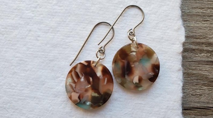 Acetate Disc Earrings on Titanium Hooks- ElizabethQDesigns