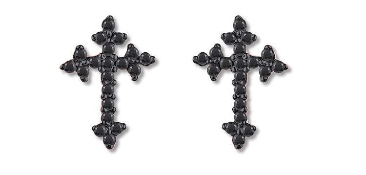 Black Diamond Cross Earrings- Jared