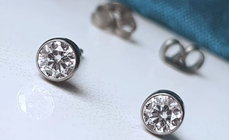 Clear Diamond Earrings with Modern Minimalist Titanium Earrings- Catlogix