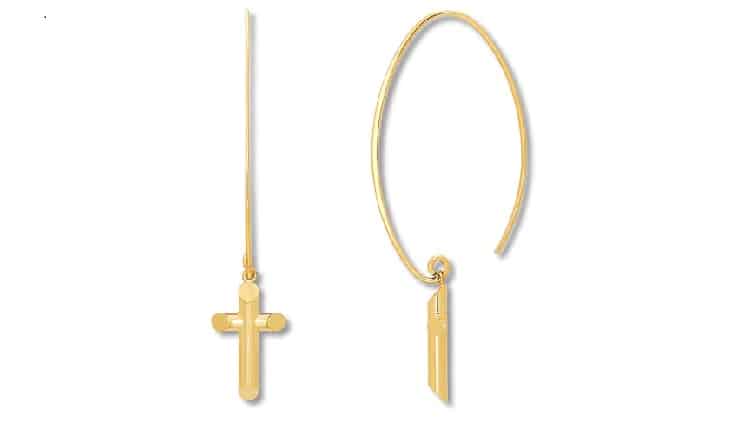 Cross Dangle Earrings in 14K Yellow Gold- Jared