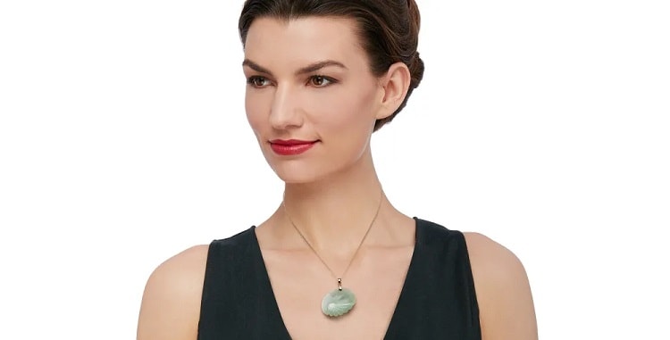 Cultured Pearl and Green Jade Seashell Pendant Necklace- Ross Simmons