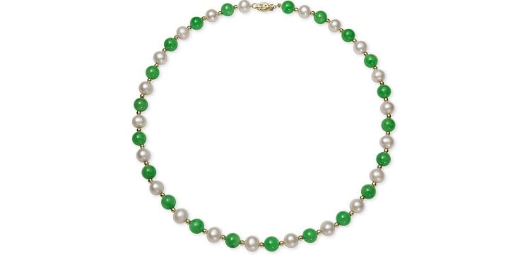 Cultured Pearl and Jade Beaded Necklace- Macy’s