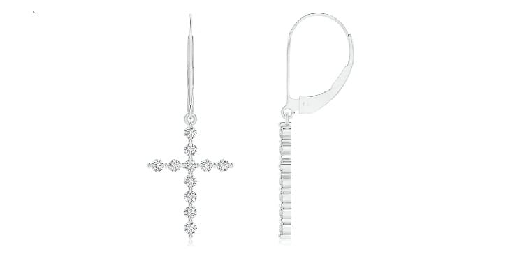 Diamond Cross Dangle Earrings- Angara