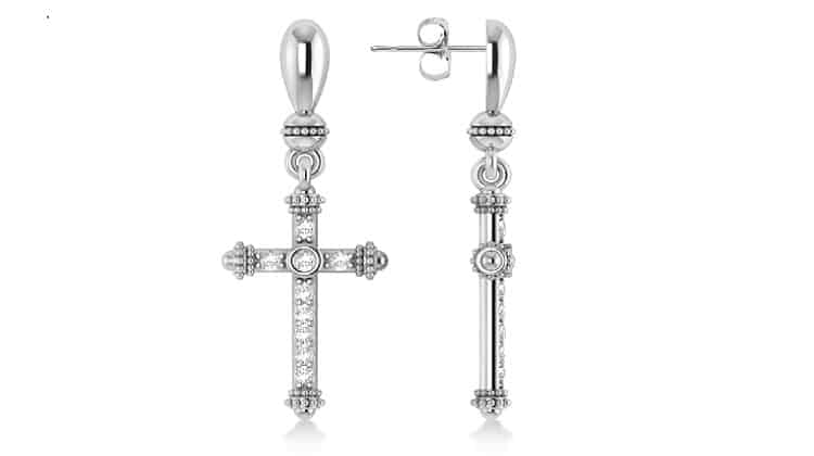 Diamond Cross Drop Earrings- Allurez