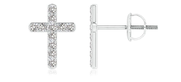 Diamond Cross Stud Earrings - Angara