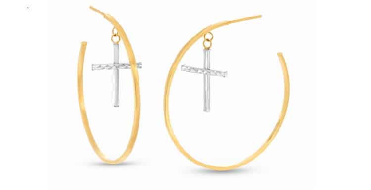 Diamond-Cut Cross Hoop Earrings - Zales