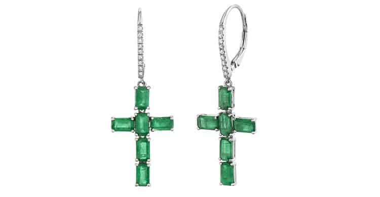 Emerald Cross Earrings - Shay Jewelry