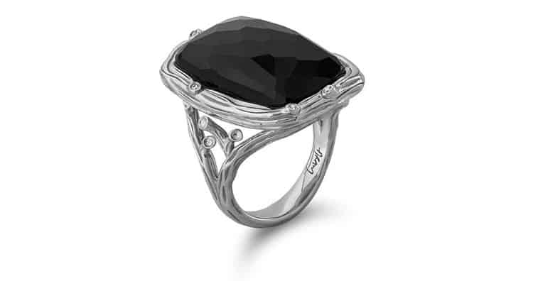 Enchanted Forest Ring with Hematite and Diamonds - Michael Arm