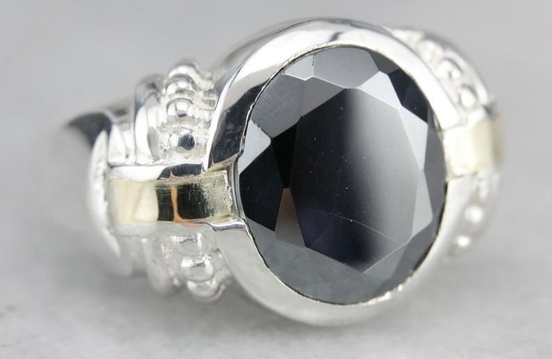 Faceted Hematite Statement Ring- MS Jewelers (Etsy)