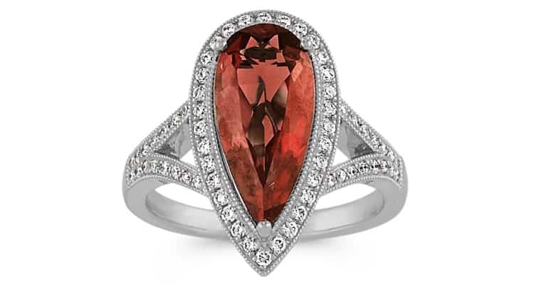 Garnet and Diamond Cocktail Ring- Shane Co.