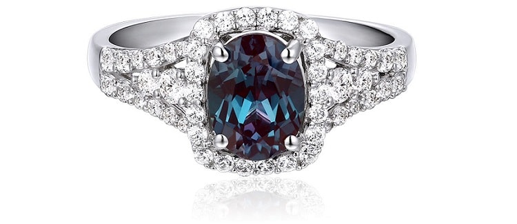 Lab-Created Alexandrite & White Sapphire Ring