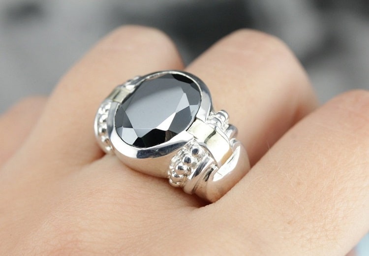 MS Jewelers Faceted Hematite Ring