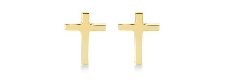 Minimalist Gold Cross Stud Earrings- Gelin