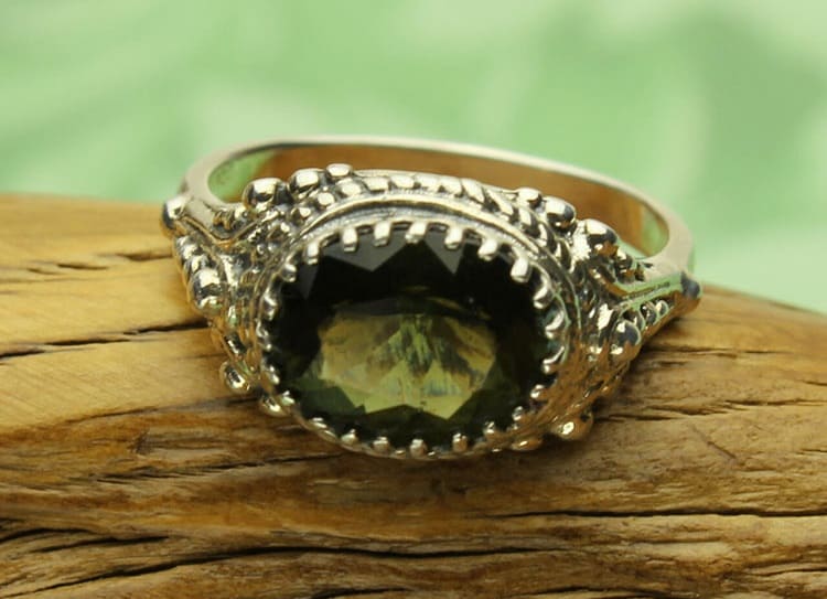 Moldavite Oval Ring