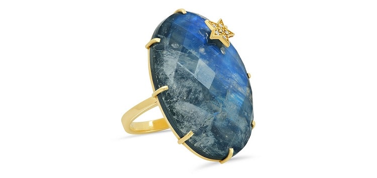 Neiman Marcus Rainbow Moonstone and Hematite Oval Ring