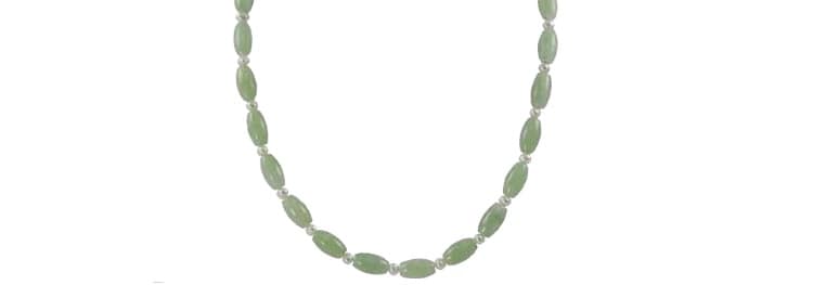 Oval Jade and Cultured Freshwater Pearl Beaded Necklace- Zales