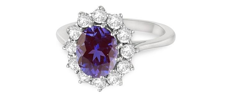 Oval Lab Alexandrite and Diamond Ring