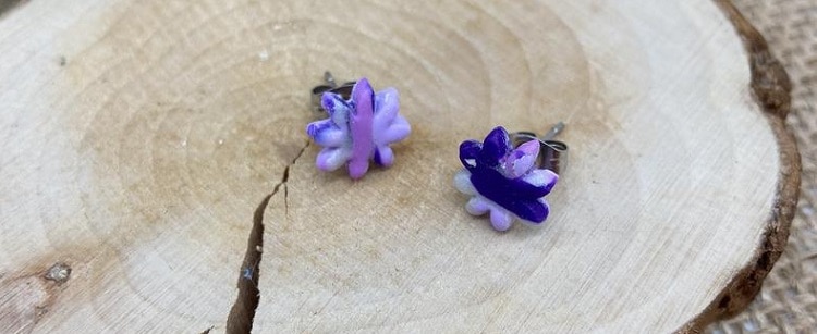 Purple Marbled Flower Stud Surgical Steel Earrings- Little Acorn Designs