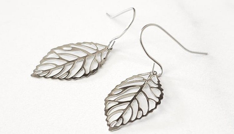 Silver Leaf Surgical Steel Dangle Earrings- EllaRuthDesign