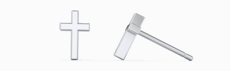 Sterling Silver Simple Cross Stud Earrings- Lee Fiori