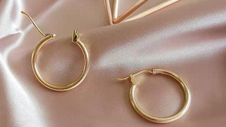 Titanium Gold Hoop Earrings with 18K Gold- GoldVibesOnlyJewelry