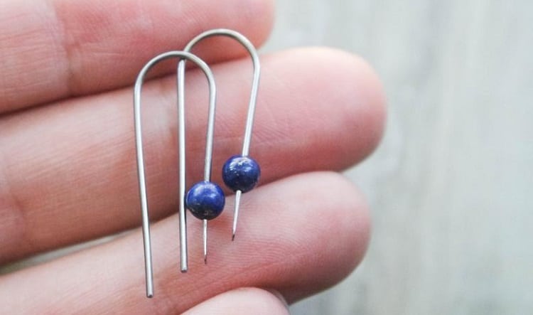 Titanium Moonstone Dangle Earrings- IndigoDreamerJewelry