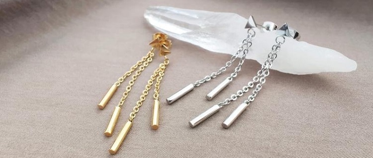 Triangle & Bar Drop Surgical Steel Earrings- MyTwinkleBox