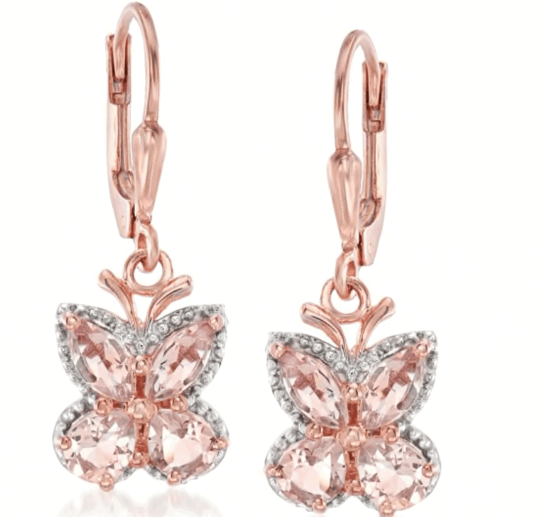 Morganite Butterfly Drop Earrings- Ross Simmons