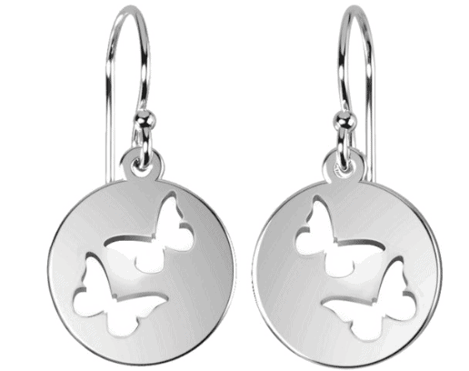 Double Butterfly Cut Out Disc Earrings- Jewlr