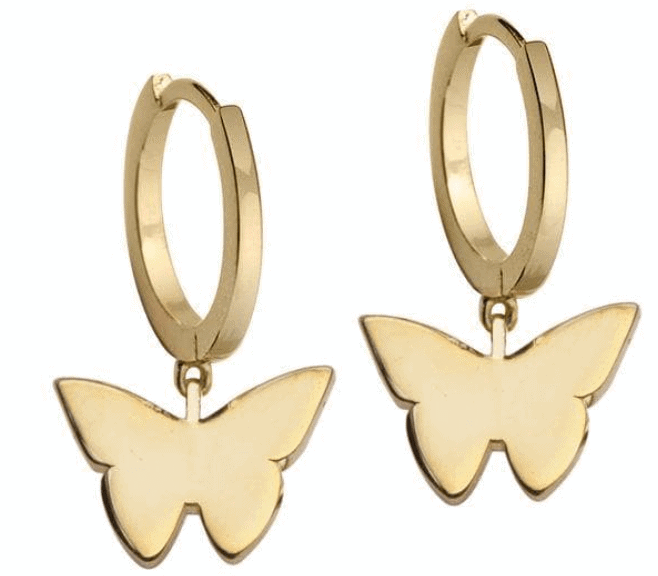 Mariah Huggies Gold Plated Silver Butterfly Earrings- Jennifer Zeuner