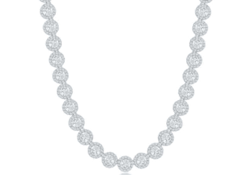 Halo CZ Tennis Necklace in Sterling Silver- Rogers & Holland