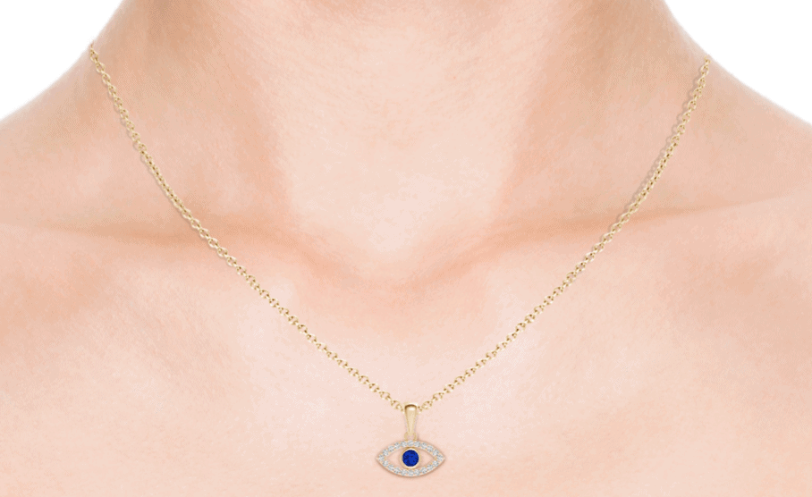 Diamond and Sapphire Evil Eye Necklace- Ring Concierge