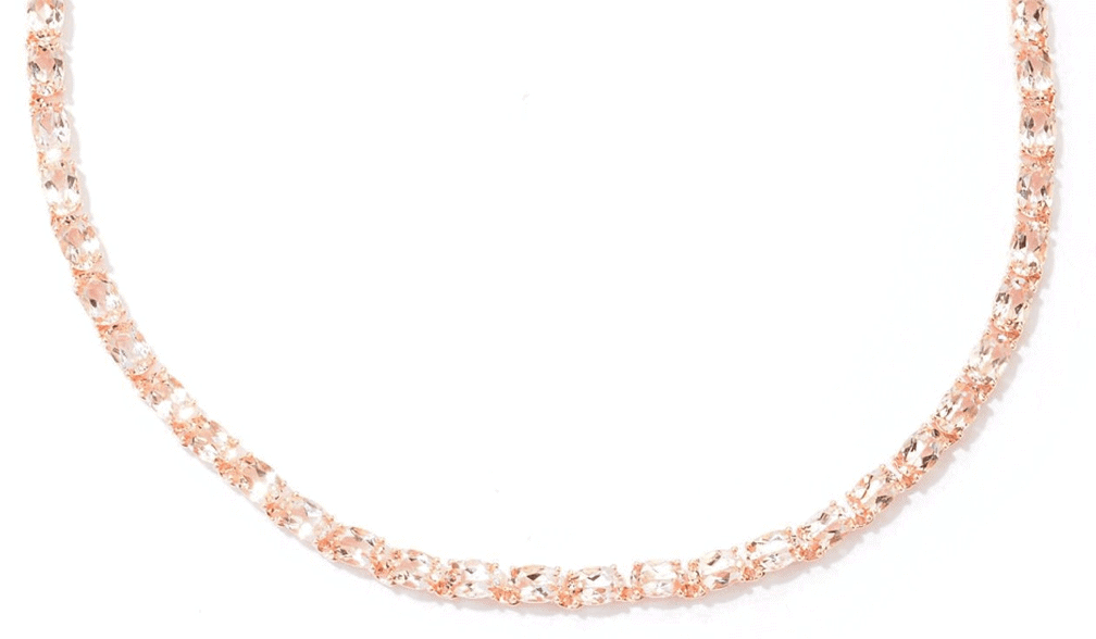 Original Morganite 14K Rose Gold Vermeil Tennis Necklace- ShopNYCStudio