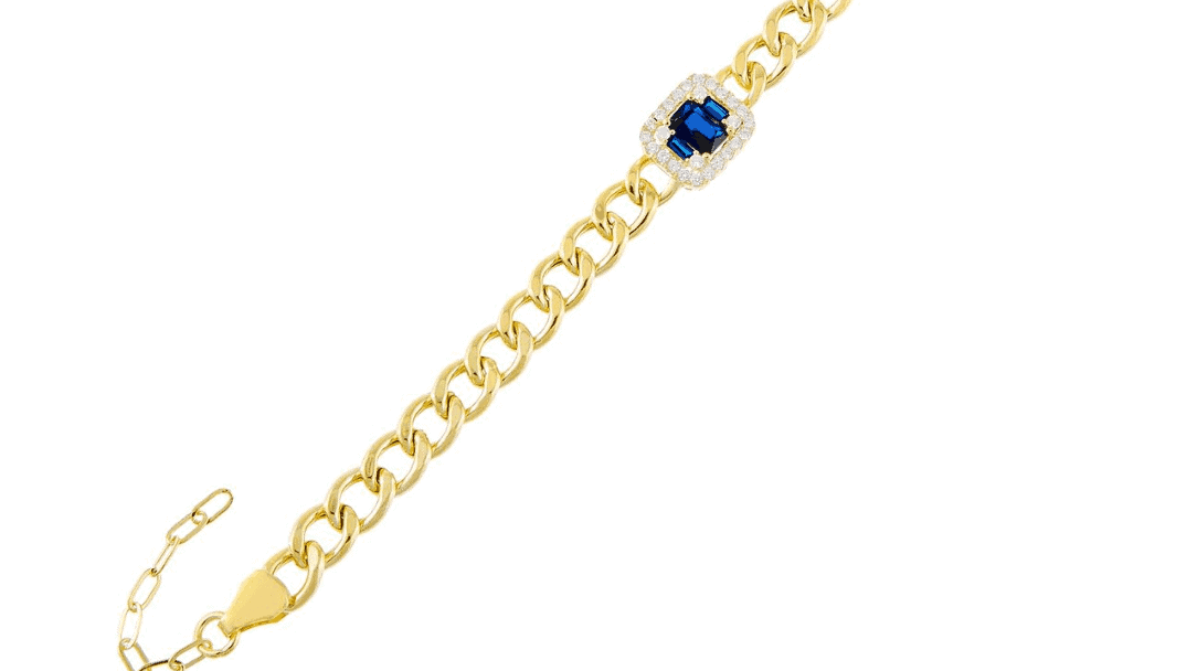 Cubic Zirconia Colored Cuban Link Bracelet- Adinas Jewels