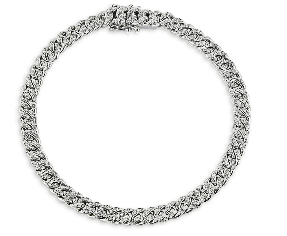 Nephora 14K White Gold and Pave Diamond Cuban Bracelet- Saks Fifth Avenue