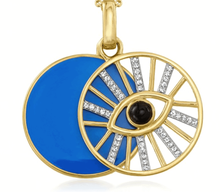 Diamond Evil Eye Pendant Necklace with Blue and Black Enamel- Ross Simmons