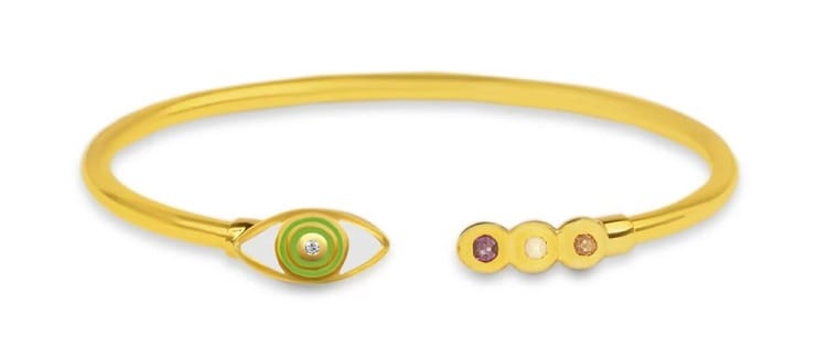 Absolute Peace - Enamel Diamond Evil Eye Bangle Bracelet