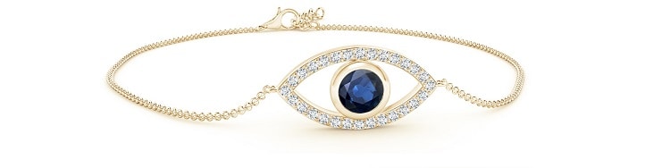 Bezel- Set Sapphire and Diamond Evil Eye Bracelet