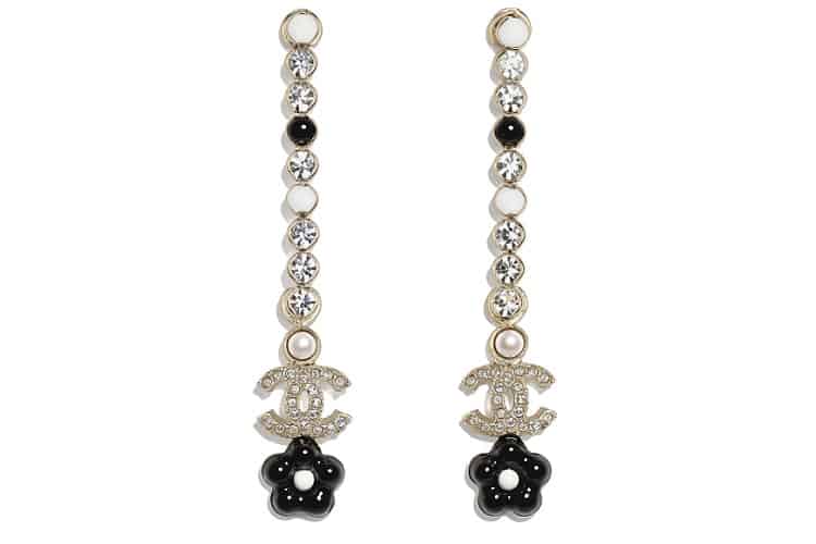 Crystal, Black and Pearl Drop Earrings