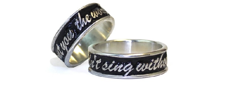 Custom Wedding Commitment Raised Letters Word Phrase Ring