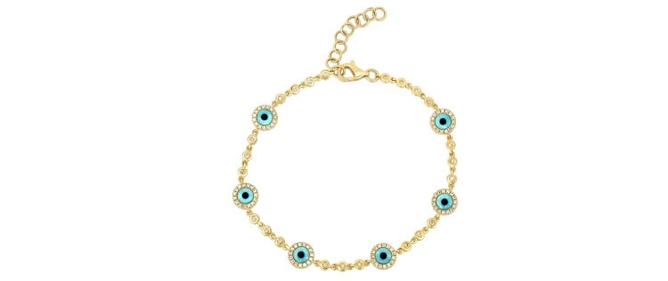 Diamond and Turquoise Evil Eye Tennis Bracelet