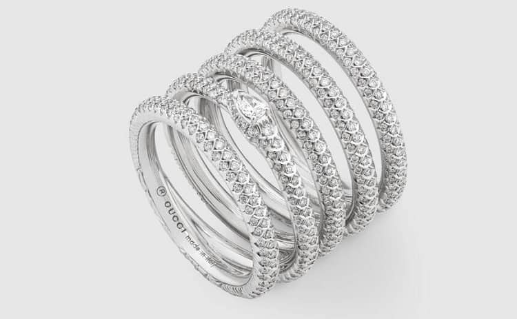 Five Band Diamond Ouroboros Ring