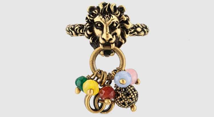 Lion Head Ring with Double G