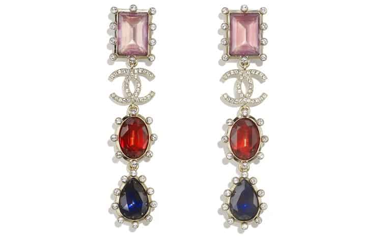 Multicolor and Crystal Dangle Earrings