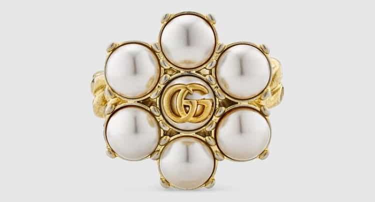 Pearl Double G Ring