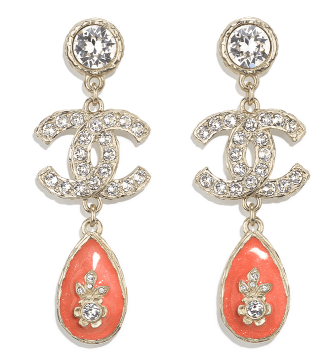 Crystal and Orange Drop Earrings