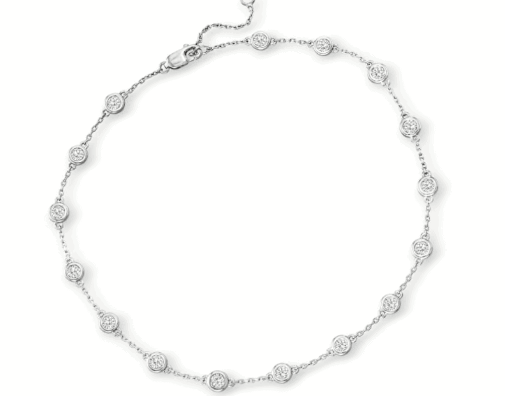 Diamond Station Anklet in Sterling Silver