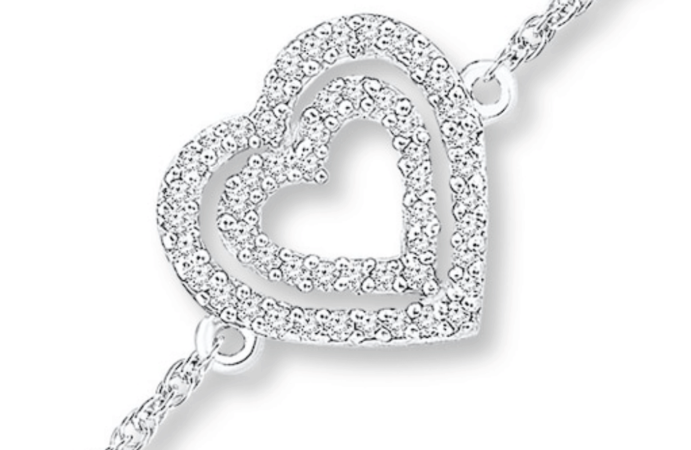 Diamond Heart Anklet in Sterling Silver